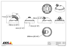 AXIS P1275 from Axis Communications - dimension diagram showing mounting measurements (view 3)