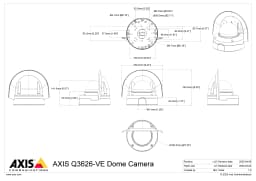 AXIS Q3626-VE from Axis Communications - dimension diagram showing mounting measurements