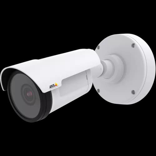 AXIS P1435-E from AXIS COMMUNICATIONS - compact IP camera with lightfinder and WDR – Forensic Capture. The camera is viewed from its left.