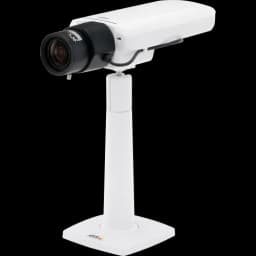 AXIS P1364 from AXIS COMMUNICATIONS - IP camera in white color that has Lightfinder and WDR. The product is viewed from its left angle.