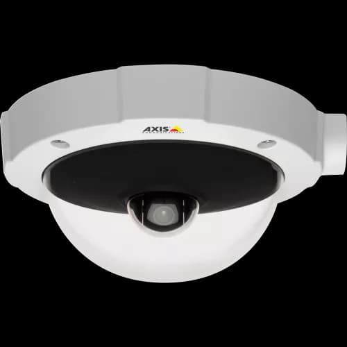 AXIS M5014-V from AXIS COMMUNICATIONS - PTZ Camera has Power over Ethernet and HDTV 720p and H.264. The camera is viewed from its front.