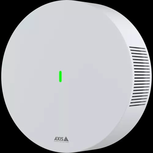 AXIS D6210 from AXIS COMMUNICATIONS - Air Quality sensor, white polycarbonate casing, viewed from the left