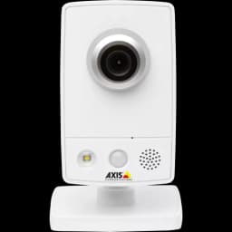 AXIS M1054 from AXIS COMMUNICATIONS - small and smart HDTV IP camera with Power over Ethernet. The camera is viewed from its front.