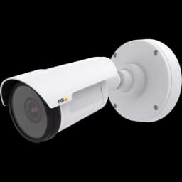 AXIS P1428-E from AXIS COMMUNICATIONS - compact, outdoor-ready bullet camera with Day & Night functionality. The camera is viewed from its left.