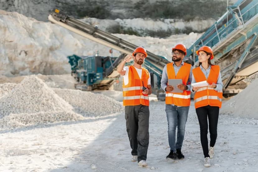 Equipe de engenheiros em operação de mineração